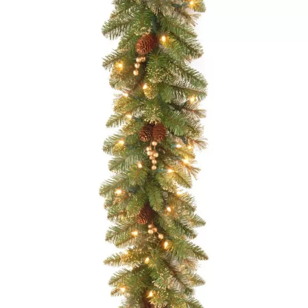 National Tree Company PreLit Artificial Christmas Garland Green Glittery Pine White Lights Decorated With Pine Cones Berry Clusters Plug In Christmas Collection 9 Feet9Feet Green