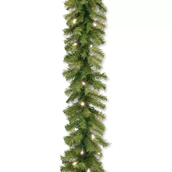 National Tree Company PreLit Artificial Christmas Garland Green Norwood Fir White Lights Battery Operated Christmas Collection 9 FeetPlug In