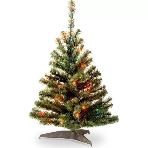 National Tree Company PreLit Artificial Medium Christmas Tree Green Kincaid Spruce Multicolor Lights Includes Stand 4 Feet3 ft