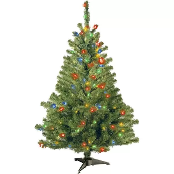 National Tree Company PreLit Artificial Medium Christmas Tree Green Kincaid Spruce Multicolor Lights Includes Stand 4 Feet4 ft