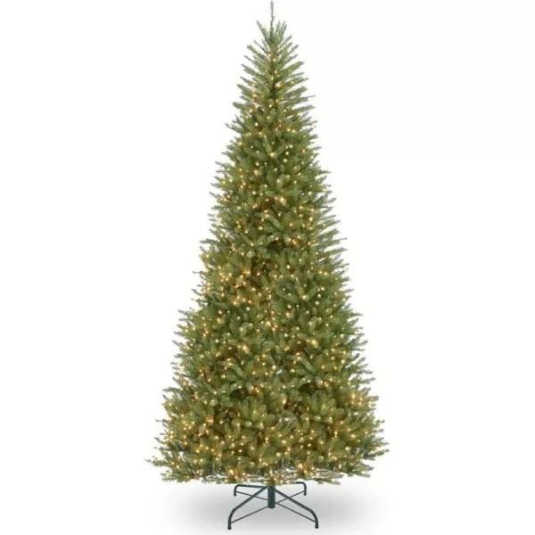 National Tree Company PreLit Artificial Slim Christmas Tree Green Dunhill Fir White Lights Includes Stand 12 Feet12 ft