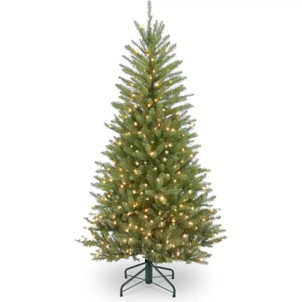 National Tree Company PreLit Artificial Slim Christmas Tree Green Dunhill Fir White Lights Includes Stand 12 Feet45 ft