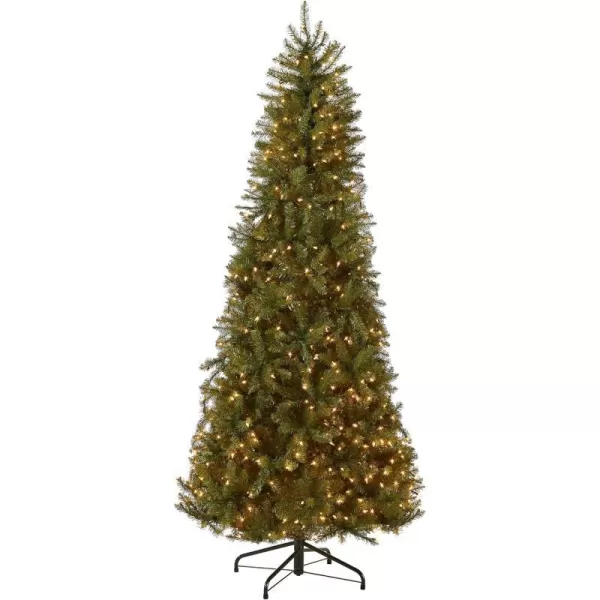 National Tree Company PreLit Artificial Slim Christmas Tree Green Dunhill Fir White Lights Includes Stand 12 Feet65 ft