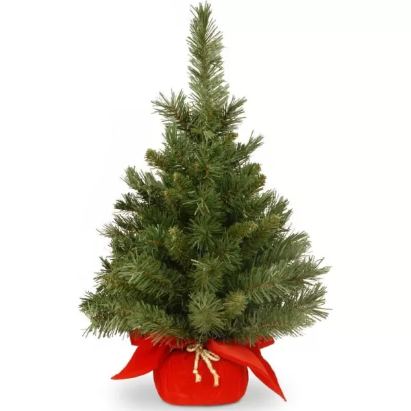 National Tree Company Prelit Artificial Mini Christmas Tree  Includes MultiColor LED Lights and Cloth Bag Base  Majestic Fir  2 ftUnlit