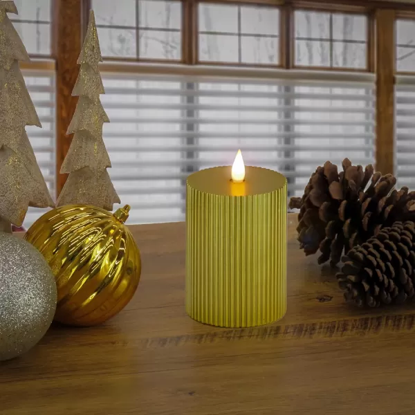 HGTV Home Collection Georgetown Real Motion Flameless Candle With Remote Gold with Warm White LED Lights Battery Powered 6 inHGTV Home Collection Georgetown Real Motion Flameless Candle With Remote Gold with Warm White LED Lights Battery Powered 6 in