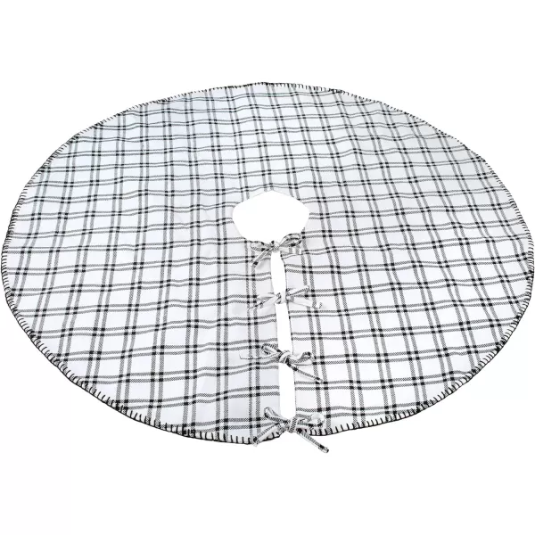 HGTV Home Collection Plaid Whipstitch Tree Skirt Black and White 48inHGTV Home Collection Plaid Whipstitch Tree Skirt Black and White 48in