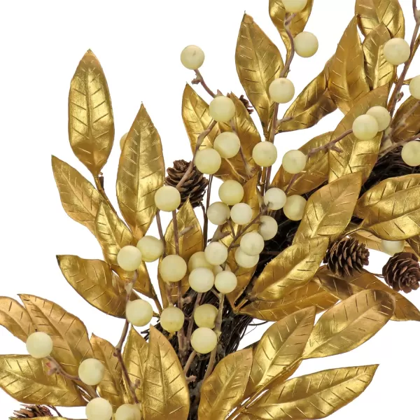 HGTV Home Collection Unlit Artificial Christmas Wreath Metallic Gold Laurel Leaves Woven Branch Ring Base Unlit 24 InchesHGTV Home Collection Unlit Artificial Christmas Wreath Metallic Gold Laurel Leaves Woven Branch Ring Base Unlit 24 Inches