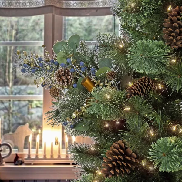 HGTV Home Collection Unlit Swiss Chic Artificial Spray Pair Set of 2 with Pinecones Berries Bells and Mixed Branch Tips Unlit HGTV Home Collection Blue 28inHGTV Home Collection Unlit Swiss Chic Artificial Spray Pair Set of 2 with Pinecones Berries Bells and Mixed Branch Tips Unlit HGTV Home Collection Blue 28in