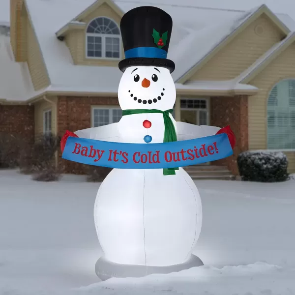 National Tree Company 8 ft Inflatable Snowman with Sign WhiteNational Tree Company 8 ft Inflatable Snowman with Sign White