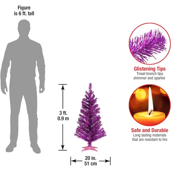 National Tree Company Artificial Christmas Tree Pink Tinsel Includes Stand 3 feetPink