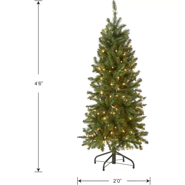 National Tree Company Artificial PreLit Slim Christmas Tree Green Kingswood Fir White Lights Includes Stand 45 Feet45 ft