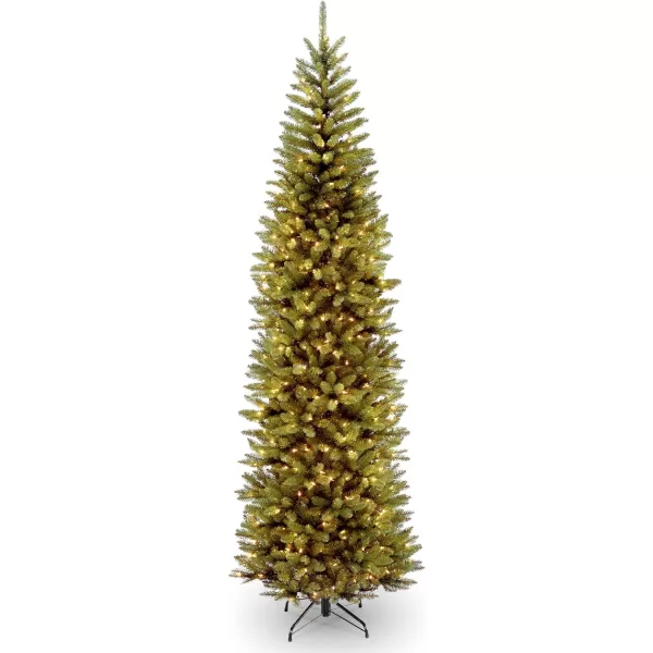 National Tree Company Artificial PreLit Slim Christmas Tree Green Kingswood Fir White Lights Includes Stand 9 FeetTree  Christmas Garland 9 Feet