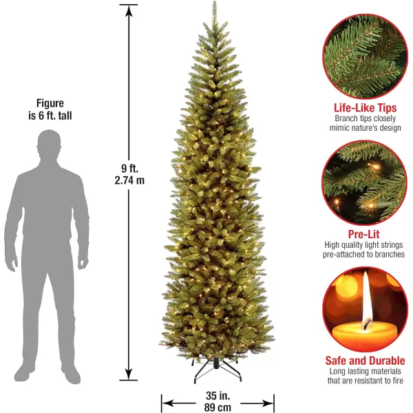 National Tree Company Artificial PreLit Slim Christmas Tree Green Kingswood Fir White Lights Includes Stand 9 FeetTree  Christmas Garland 9 Feet