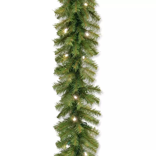 National Tree Company Artificial PreLit Slim Christmas Tree Green Kingswood Fir White Lights Includes Stand 9 FeetTree  Christmas Garland 9 Feet