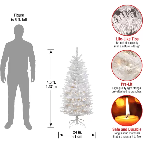 National Tree Company Artificial PreLit Slim Christmas Tree White Kingswood Fir White Lights Includes Stand 45 Feet45 ft Tree