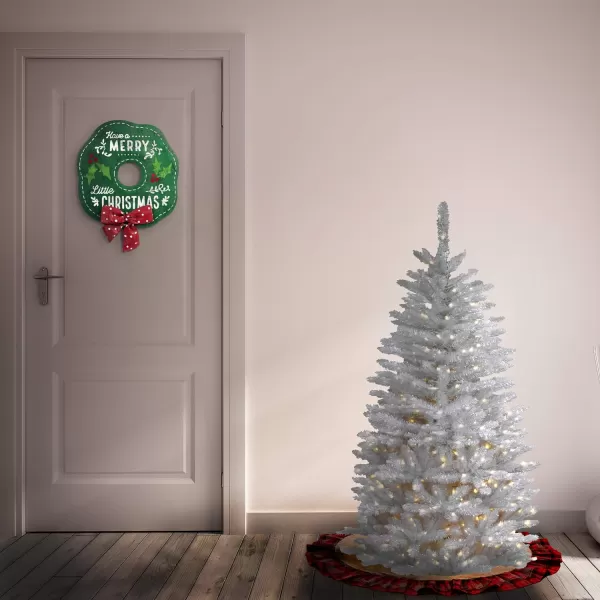 National Tree Company Artificial PreLit Slim Christmas Tree White Kingswood Fir White Lights Includes Stand 45 Feet45 ft Tree