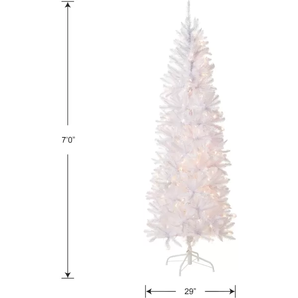 National Tree Company Artificial PreLit Slim Christmas Tree White Kingswood Fir White Lights Includes Stand 45 Feet7 ft Tree