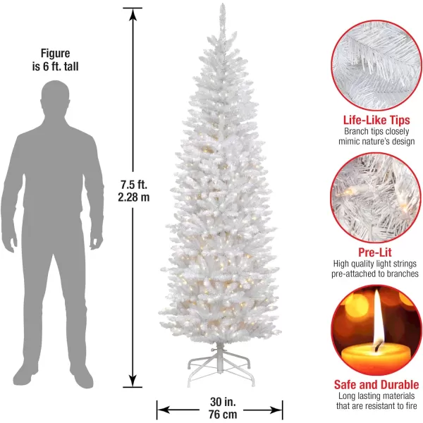 National Tree Company Artificial PreLit Slim Christmas Tree White Kingswood Fir White Lights Includes Stand 45 Feet75 ft Tree