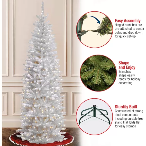 National Tree Company Artificial PreLit Slim Christmas Tree White Kingswood Fir White Lights Includes Stand 45 Feet75 ft Tree