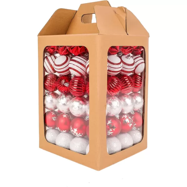 National Tree Company First Traditions Christmas Tree Ornaments Red and White Ball Assortment Set of 96National Tree Company First Traditions Christmas Tree Ornaments Red and White Ball Assortment Set of 96