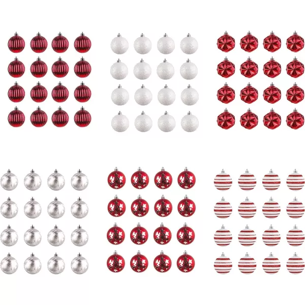 National Tree Company First Traditions Christmas Tree Ornaments Red and White Ball Assortment Set of 96National Tree Company First Traditions Christmas Tree Ornaments Red and White Ball Assortment Set of 96