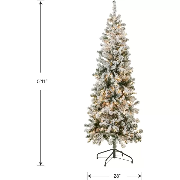 National Tree Company First Traditions PreLit Acacia Flocked Tree Medium Christmas Tree Clear Incandescent Lights Plug in 45 ft6 feet