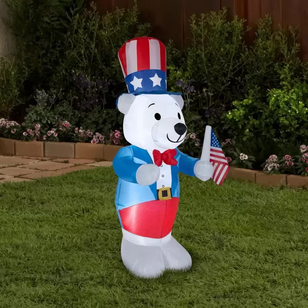 National Tree Company Patriotic Inflatable Decoration Blue White Bear Wearing Red White and Blue Suit and Hat Self Inflating Plug in Fourth of July Collection 48 InchesNational Tree Company Patriotic Inflatable Decoration Blue White Bear Wearing Red White and Blue Suit and Hat Self Inflating Plug in Fourth of July Collection 48 Inches