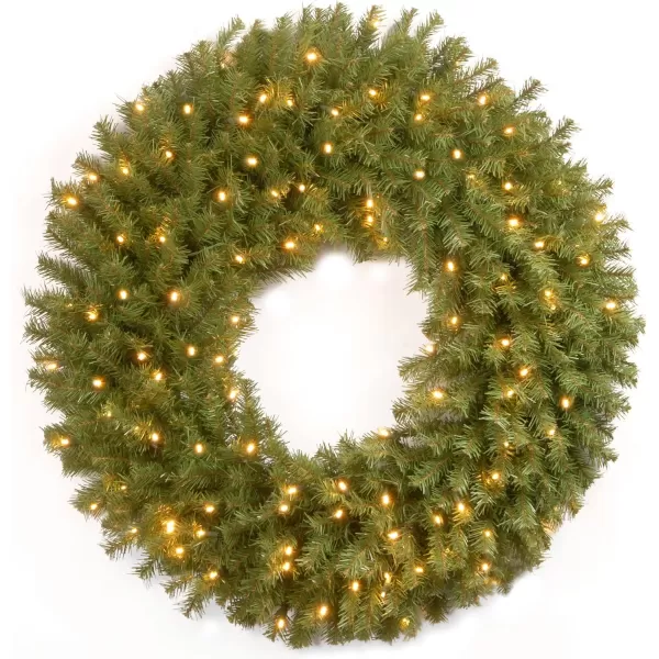 National Tree Company PreLit Artificial Christmas Wreath Green Norwood Fir White Lights Christmas Collection 24 Inches30 in Christmas Wreath  Christmas Garland Green