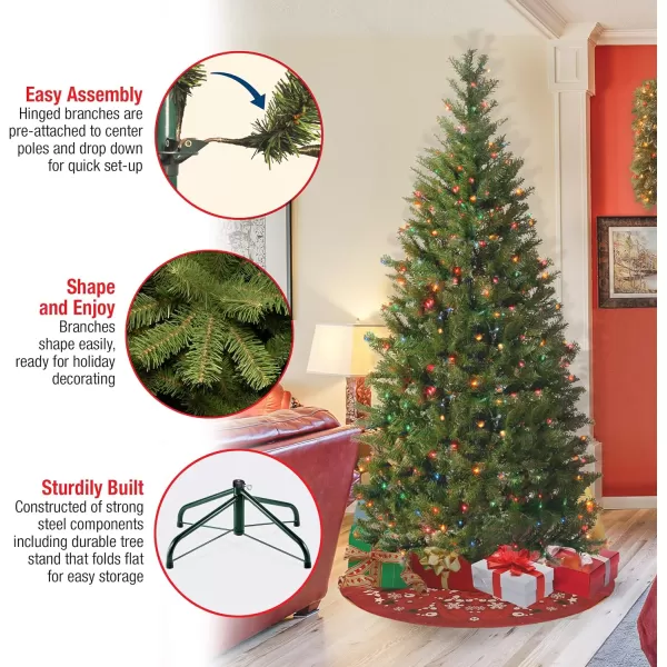 National Tree Company PreLit Artificial Slim Christmas Tree Green Aspen Spruce Multicolor Lights Includes Stand 7 Feet7 ft