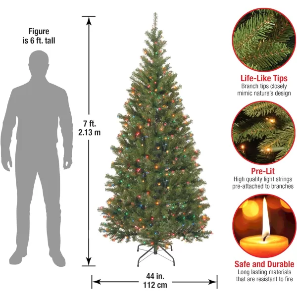 National Tree Company PreLit Artificial Slim Christmas Tree Green Aspen Spruce Multicolor Lights Includes Stand 7 Feet7 ft