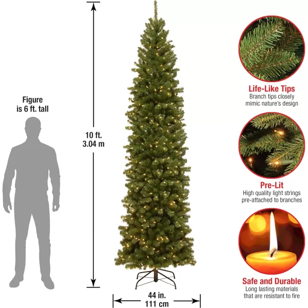 National Tree Company PreLit Artificial Slim Christmas Tree Green North Valley Spruce White Lights Includes Stand 6 Feet10 ft