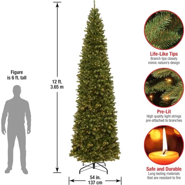 National Tree Company PreLit Artificial Slim Christmas Tree Green North Valley Spruce White Lights Includes Stand 6 Feet12 ft