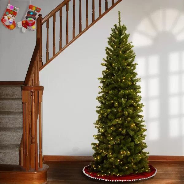 National Tree Company PreLit Artificial Slim Christmas Tree Green North Valley Spruce White Lights Includes Stand 6 Feet6 ft