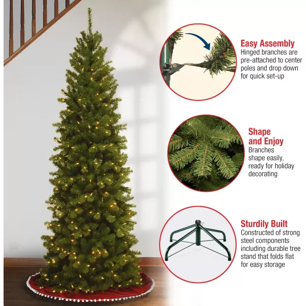 National Tree Company PreLit Artificial Slim Christmas Tree Green North Valley Spruce White Lights Includes Stand 6 Feet6 ft