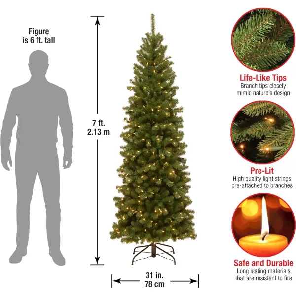 National Tree Company PreLit Artificial Slim Christmas Tree Green North Valley Spruce White Lights Includes Stand 6 Feet7 ft