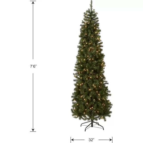 National Tree Company PreLit Artificial Slim Christmas Tree Green North Valley Spruce White Lights Includes Stand 6 Feet75 ft