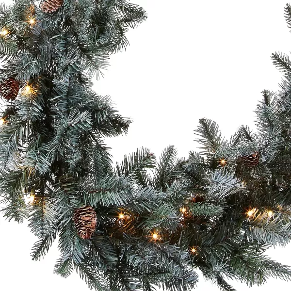 National Tree Company PreLit Feel Real Artificial Christmas Garland Green Arctic Spruce White Lights Decorated With Pine Cones Plug In Christmas Collection 9 FeetGarlands