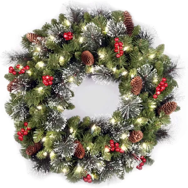 National Tree Company PreLit Feel Real Artificial Christmas Garland Green Colonial Fir White Lights Decorated With Pine Cones Plug In Christmas Collection 9 FeetChristmas Garland  Christmas Wreath