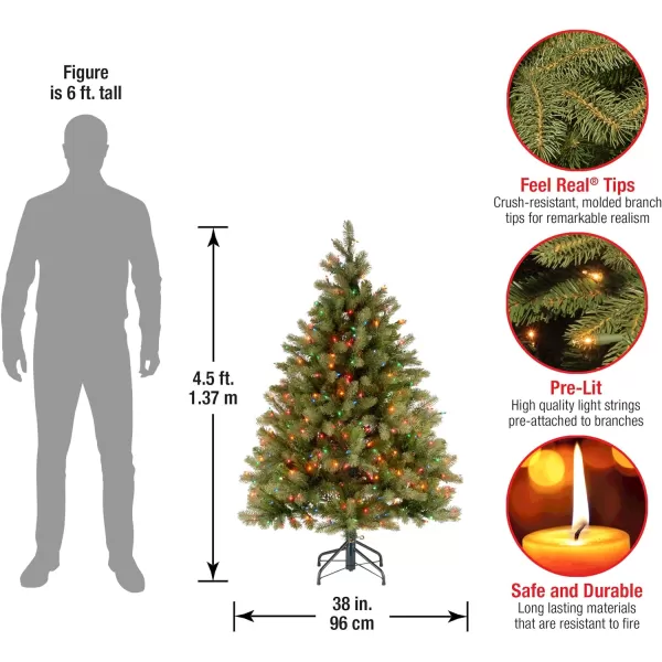 National Tree Company PreLit Feel Real Artificial Full Downswept Christmas Tree Green Douglas Fir Multicolor Lights Includes Stand 45 feet45 ft With 450 Multicolor Lights