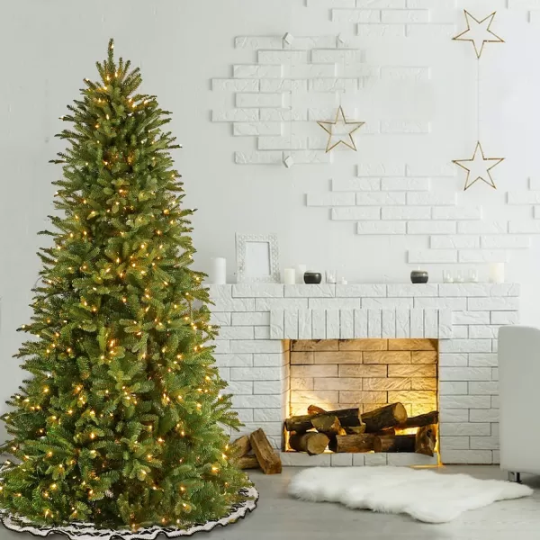 National Tree Company PreLit Feel Real Artificial Slim Christmas Tree Green Tiffany Fir White Lights Includes Stand 9 Feet65FEET Tree