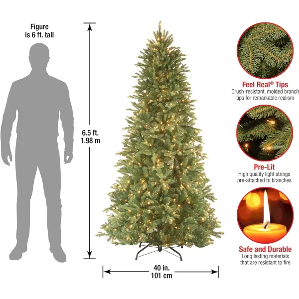 National Tree Company PreLit Feel Real Artificial Slim Christmas Tree Green Tiffany Fir White Lights Includes Stand 9 Feet65FEET Tree