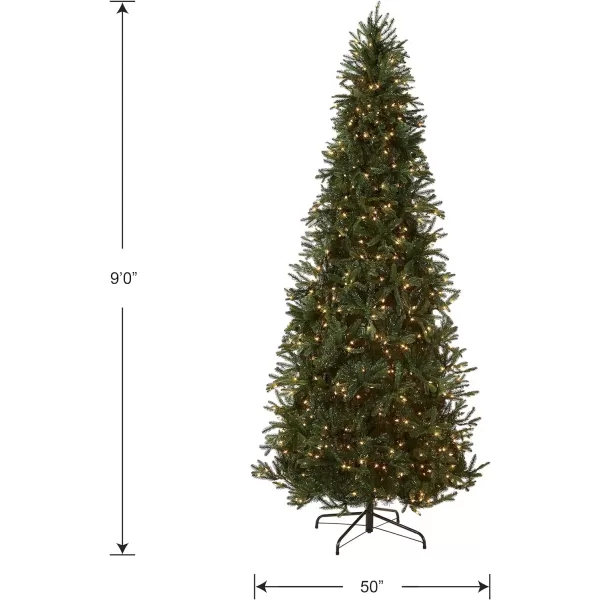 National Tree Company PreLit Feel Real Artificial Slim Christmas Tree Green Tiffany Fir White Lights Includes Stand 9 Feet9FEET Tree