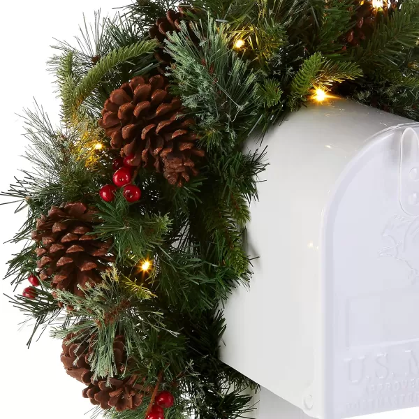 National Tree Company Prelit Artificial Christmas Mail Box Swag Flocked with Mixed Decorations and White LED Lights Colonial36 InchNo Size White