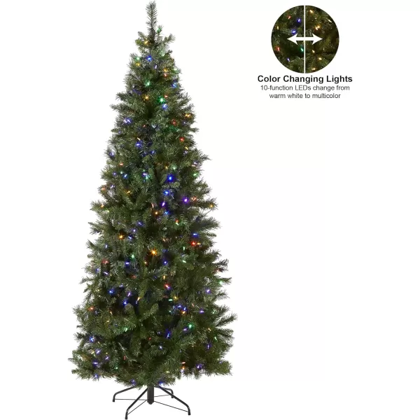 National Tree Company Prelit Artificial Christmas Tree  Includes Prestrung MultiColor LED Lights and Stand  Lehigh Valley Pine Slim  75 ftNational Tree Company Prelit Artificial Christmas Tree  Includes Prestrung MultiColor LED Lights and Stand  Lehigh Valley Pine Slim  75 ft