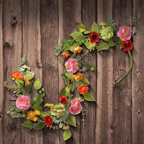 National Tree Company Spring amp Summer Wreath 22 Inch Branch Wreath with Mixed Flowers for Front Door or Home DecorationBranch Wreath  Greenery Backdrop