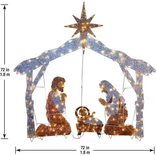 National Tree Company lit Artificial Christmas Dcor Includes PreStrung White Mini Lights and Ground StakesCrystal Holy Family Nativity6 ft 72Inch Multicolor72Inch Multicolor