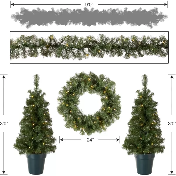 National Tree Promotional Assortment with Battery Operated LED Lights Bundle No Size GreenNo Size Green