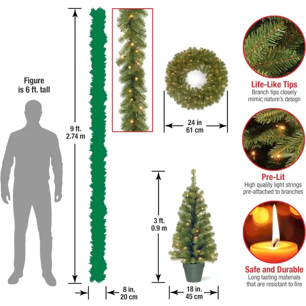 National Tree Promotional Assortment with Battery Operated LED Lights Bundle No Size GreenNo Size Green