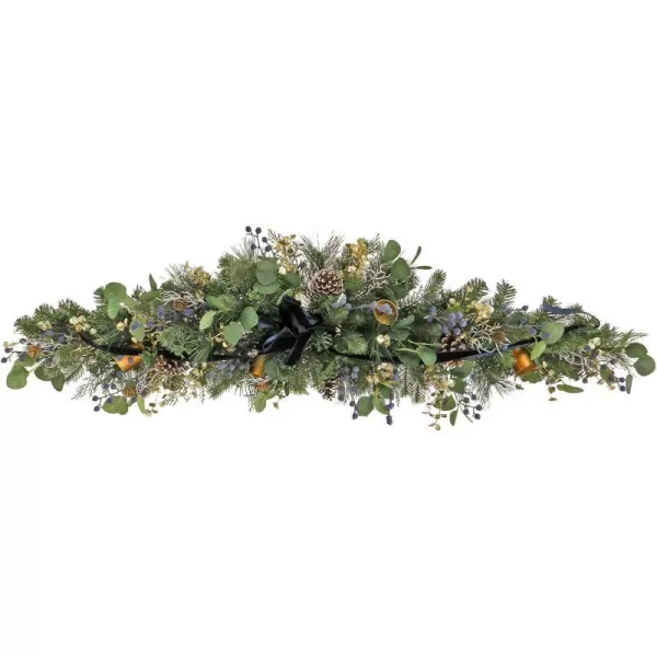 HGTV Home Collection Unlit Swiss Chic Artificial Mantle Swag with Pinecones Berries and Bells Unlit HGTV Home Collection Blue 60inHGTV Home Collection Unlit Swiss Chic Artificial Mantle Swag with Pinecones Berries and Bells Unlit HGTV Home Collection Blue 60in