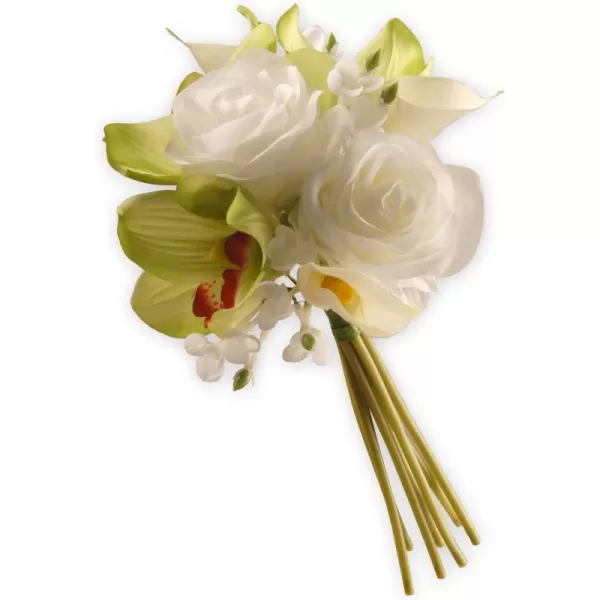 National Tree 10 Inch Garden Accents White and Pink Rose and Calla Lily Bouquet GARO3010BWNational Tree 10 Inch Garden Accents White and Pink Rose and Calla Lily Bouquet GARO3010BW